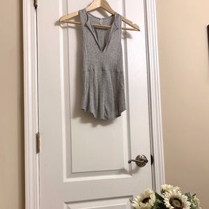 FREE PEOPLE Gray V-Neck Tank